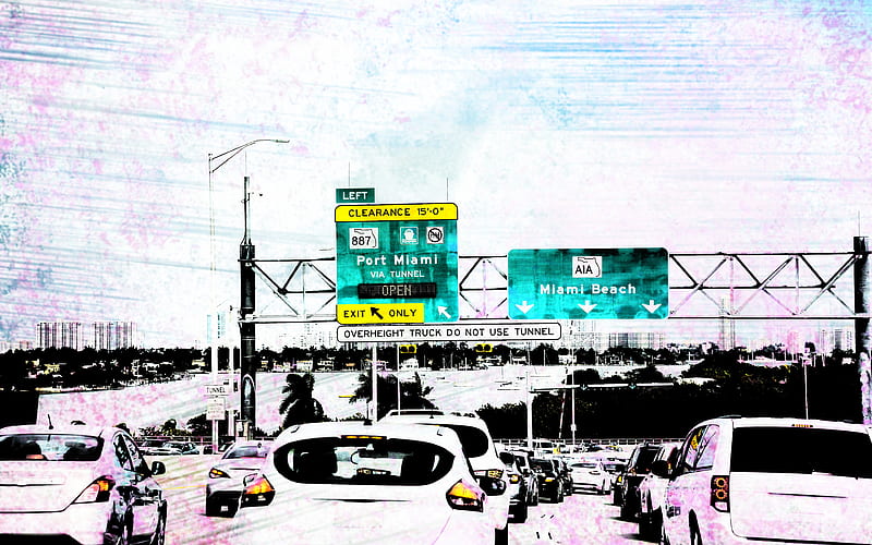 Miami highway, road, America, USA, HD wallpaper