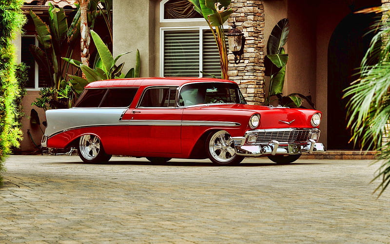 Chevrolet Nomad, R, 1956 cars, retro cars, american cars, 1956 Chevrolet Nomad, Chevrolet, HD wallpaper