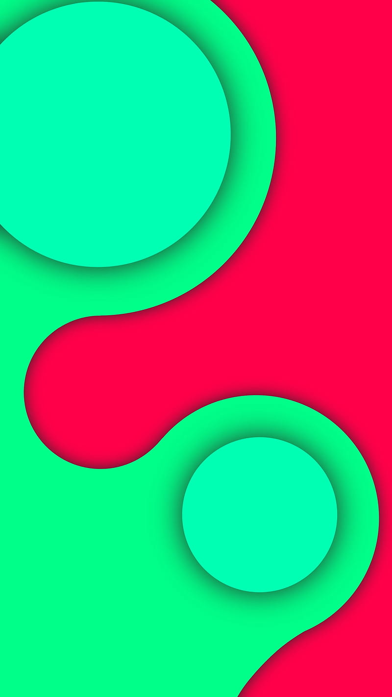 Mint Grace, FMYury, abstract, art, bend, bends, circle, circles, clean, clear, color, colorful, colors, depth, geometric, geometry, graceful, gradient, green, layer, layers, opposite, pink, red, round, rounded, shadow, shadows, HD phone wallpaper