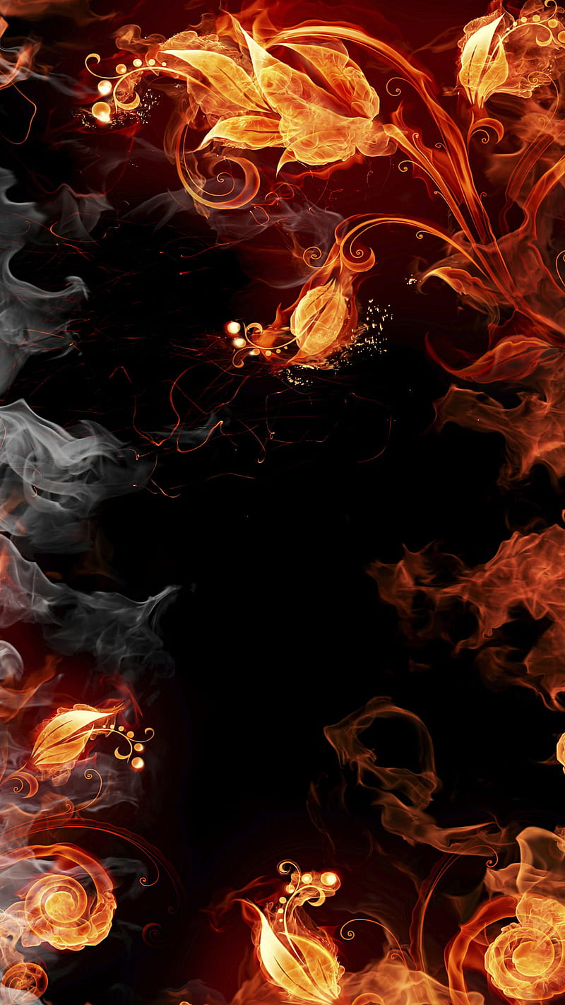 Fire, flowers, smoke, HD phone wallpaper | Peakpx