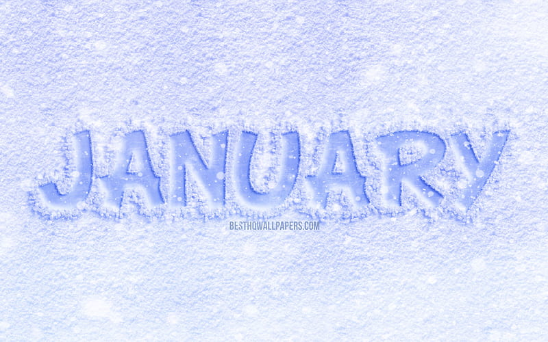 January, ice letters, white background, winter, January concepts, January on ice, January month, winter months, HD wallpaper