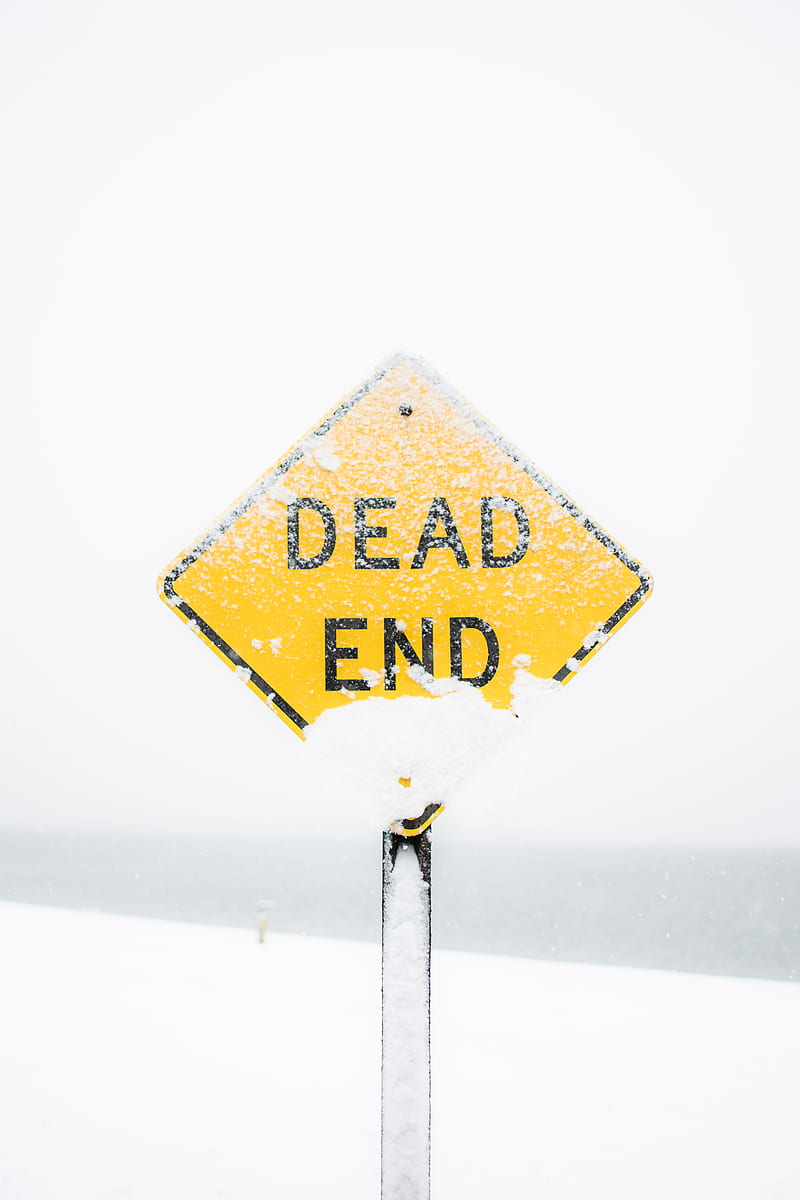focus graphy of dead end road sign covered with snow, HD phone wallpaper