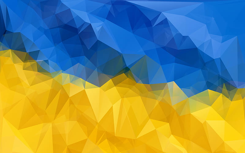 Flag of Ukraine, Ukrainian flag, mosaic art, geometric flag of Ukraine, multicolored abstraction, HD wallpaper