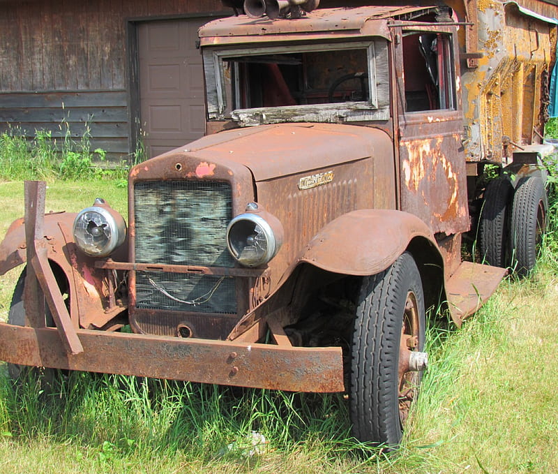 1926 International dump truck, rusted, antique, 26, dump truck, international, truck, vintage, 1926, HD wallpaper