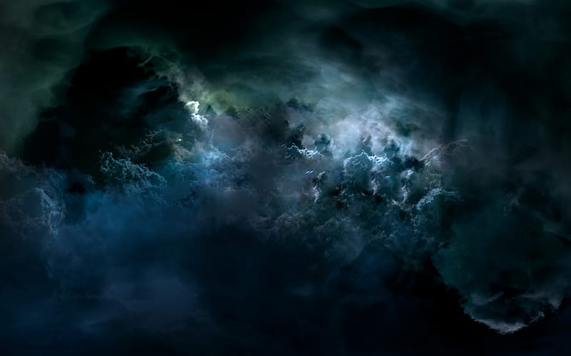 Clouds, blue, nebula, sky, HD wallpaper
