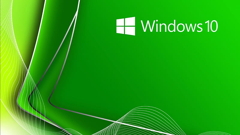 Windows 10 Logo In White Wavy Lines Green Background Windows 10, HD wallpaper