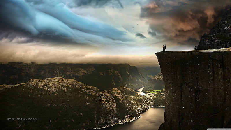 Change in the air, graphy, people, nature, sky, canyon, clouds, weather, stormy, HD wallpaper
