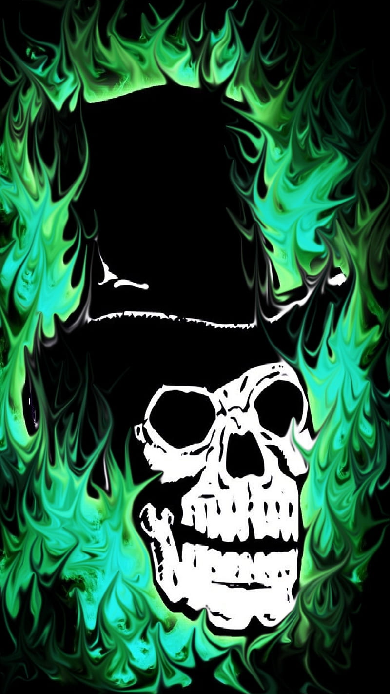 Download A skull ablaze with intense green fire Wallpaper  Wallpaperscom