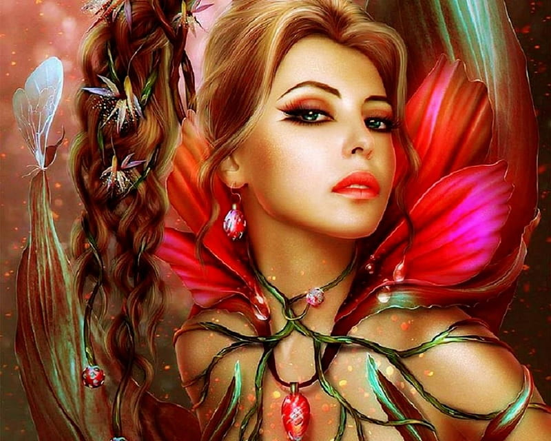 Beauty, flower, art, bonito, girl, HD wallpaper | Peakpx