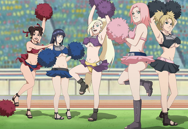 shippuden girls (cheering version), girls, naruto, sexy, anime, HD wallpaper