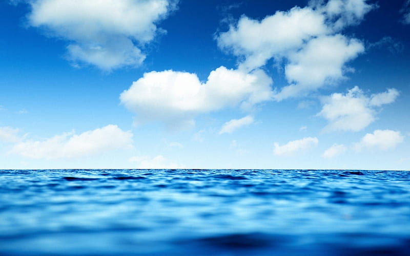 Sky and sea, water, cloud, nature, sky, sea, blue, HD wallpaper
