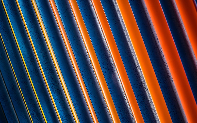 Blue orange lines background, blue metal texture, blue lines background, creative background, HD wallpaper