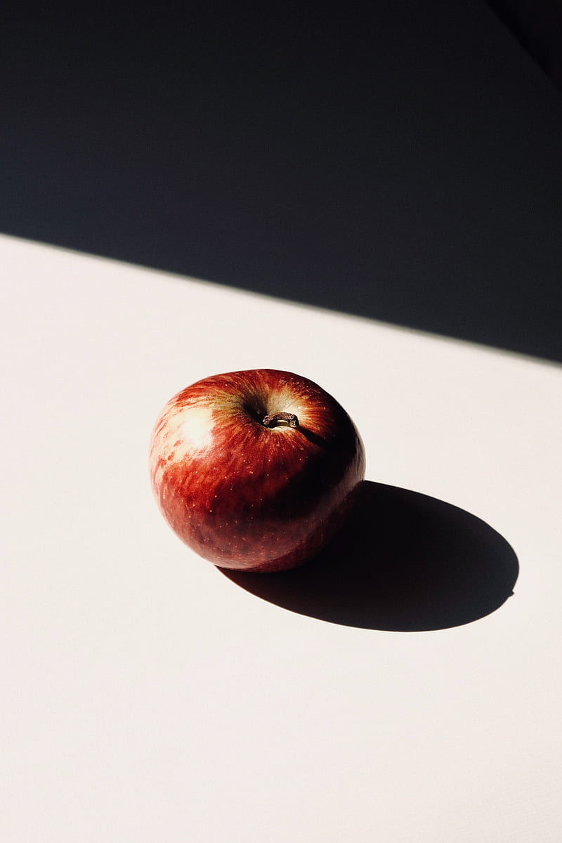 apple, fruit, red, shadow, HD phone wallpaper