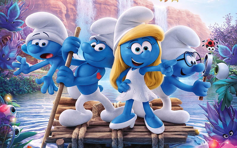 Smurfs, The Lost Village, 2017, all characters poster, HD wallpaper