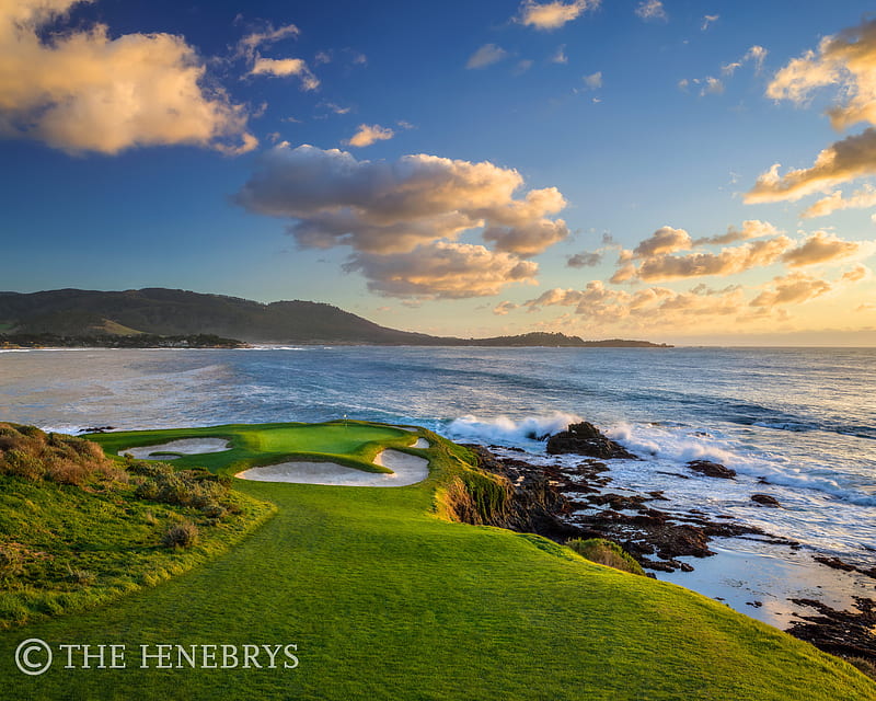 Pebble Beach Golf Links  7th Hole Sunset Wall Mural  Murals Your Way