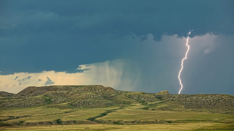 Grasslands National Park, Saskatchewan, Canada, lightning, sky, clouds, HD wallpaper