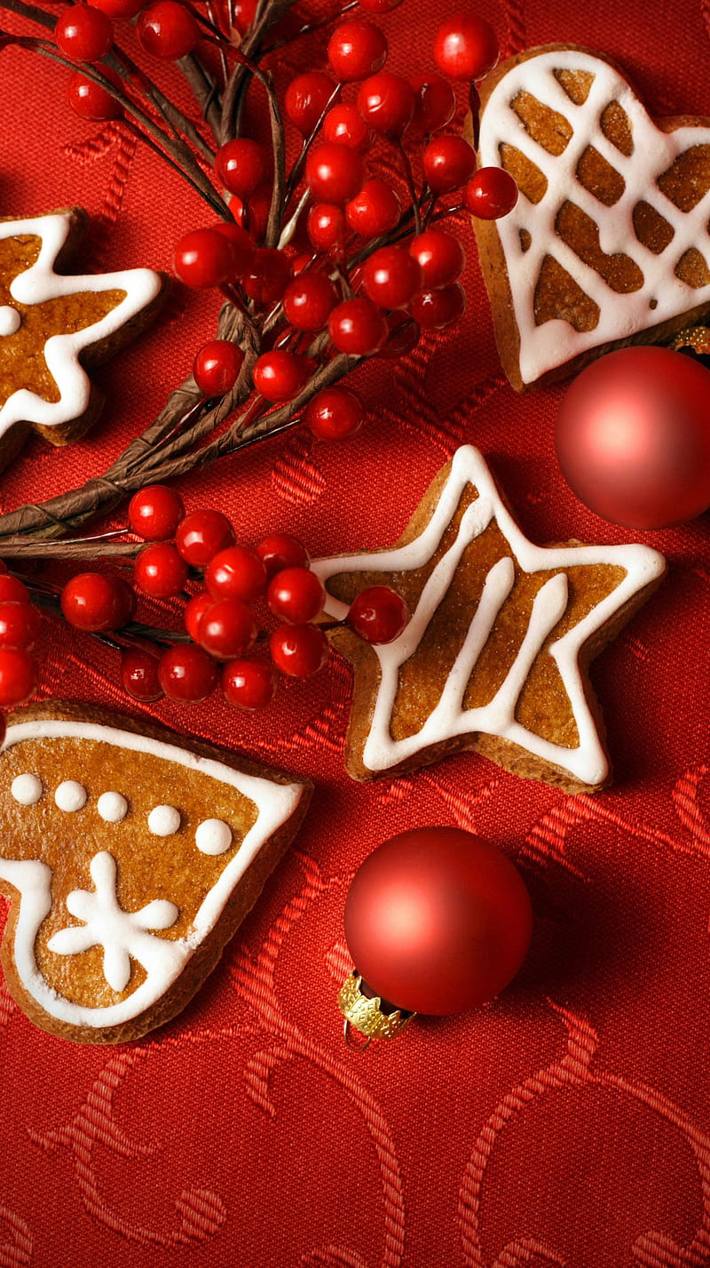 Christmas, baubles, gingerbreads, HD phone wallpaper