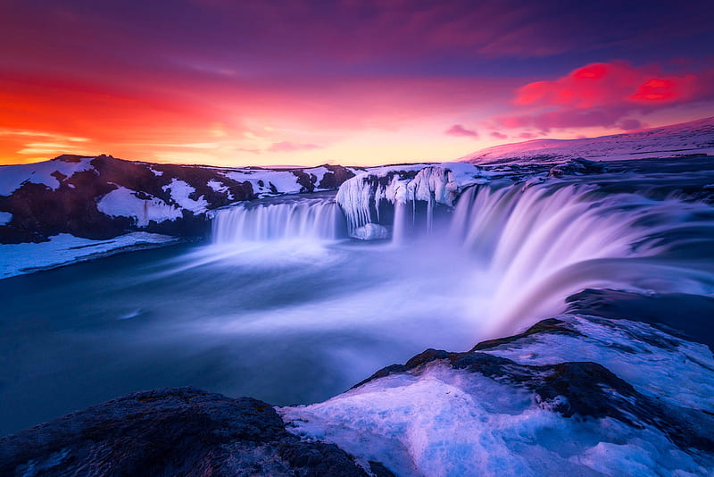 Waterfall Iceland, iceland, nature, waterfall, HD wallpaper