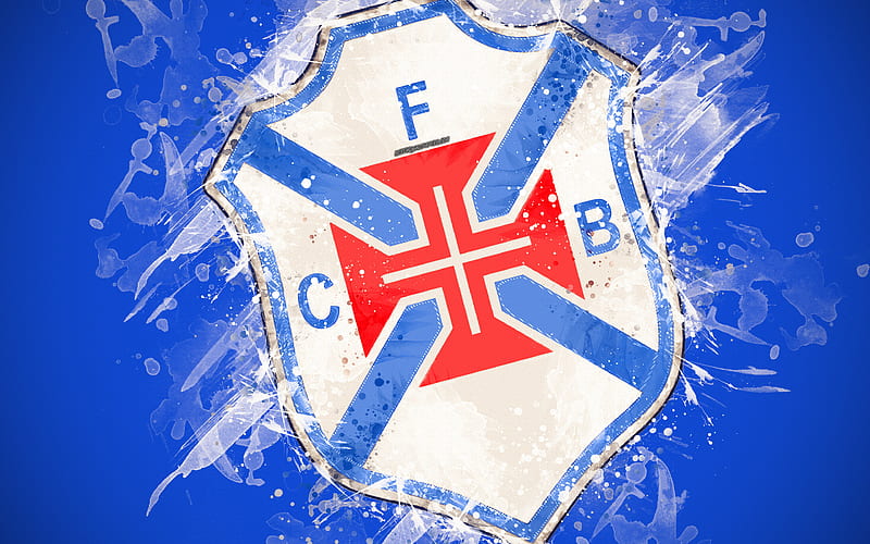 CF Os Belenenses paint art, logo, creative, Portuguese football team, Primeira Liga, emblem, blue background, grunge style, Lisbon, Portugal, football, HD wallpaper