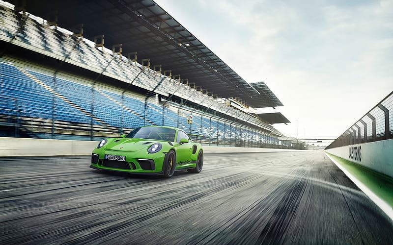 Porsche 911 GT3 RS, raceway, 2019 cars, motion blur, supercars, Porsche 911, Porsche, HD wallpaper