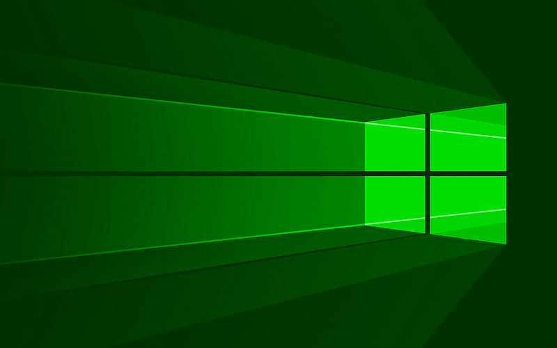 Windows 10 green logo minimal, OS, green abstract background, creative, Windows 10, artwork, Windows 10 logo, HD wallpaper