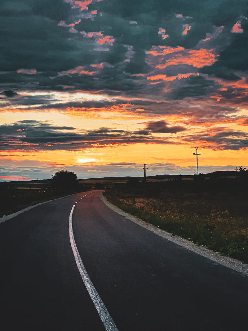 Road vibe, filter, lonely, summer, summer vibe, sunset, vibes, HD phone wallpaper