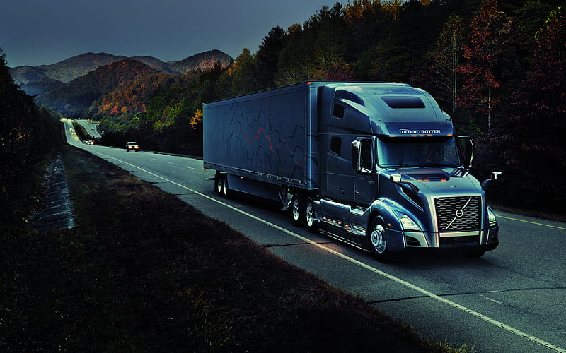 Volvo VNL 2018 trucks, darkness, new VNL, road, Volvo, trucks, HD wallpaper