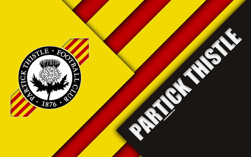 Partick Thistle FC material design, Scottish football club, logo, yellow red abstraction, Scottish Premiership, Glasgow, Scotland, football, HD wallpaper