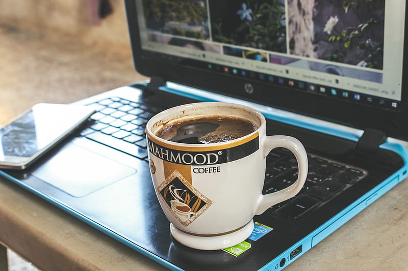 coffee, laptop, working, drinks, Food, HD wallpaper