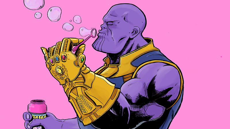 Thanos Blowing Bubbles, thanos, superheroes, bubbles, artist, supervillain, behance, funny, HD wallpaper