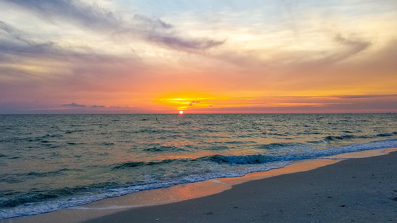 Florida Sunset, beach, landscape, ocean, sunrise, HD wallpaper