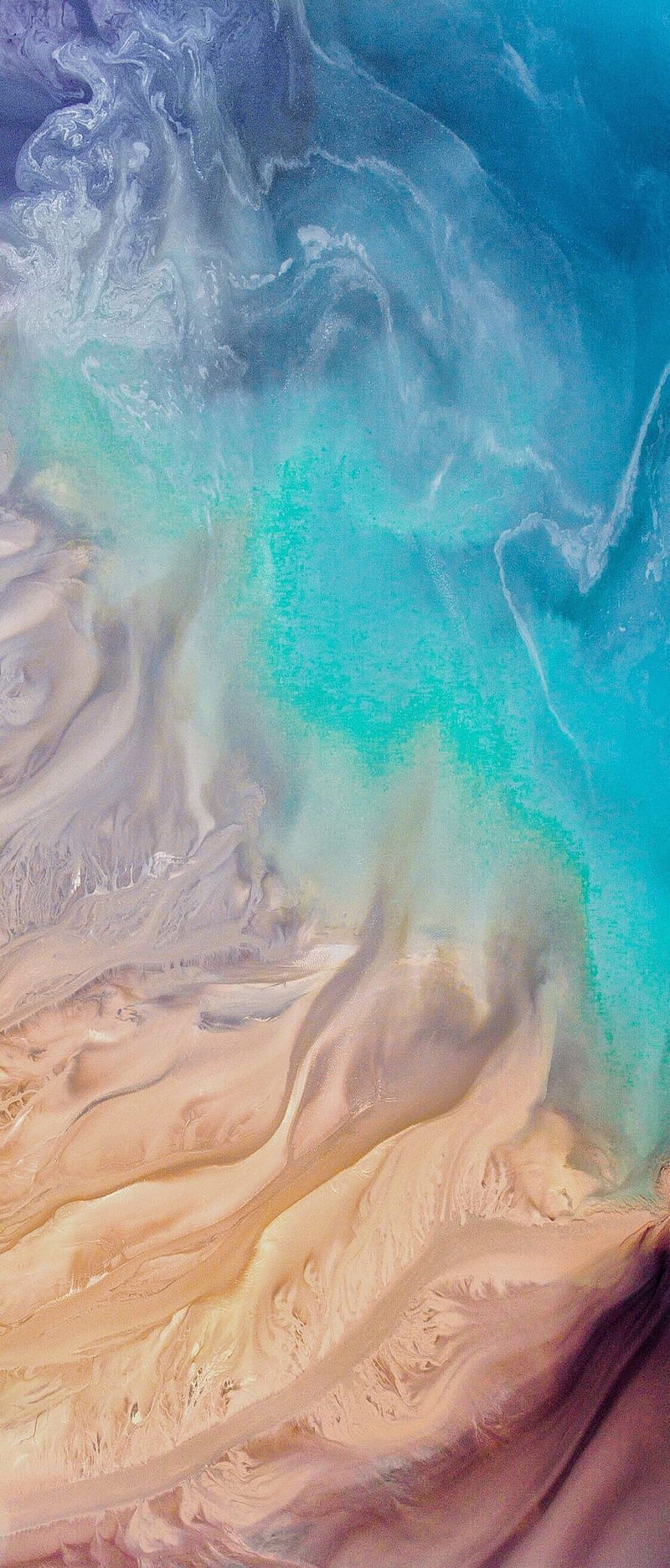 IOS 11 iPhone, blue, clean water, nature, ocean, sand, water, wave, HD phone wallpaper