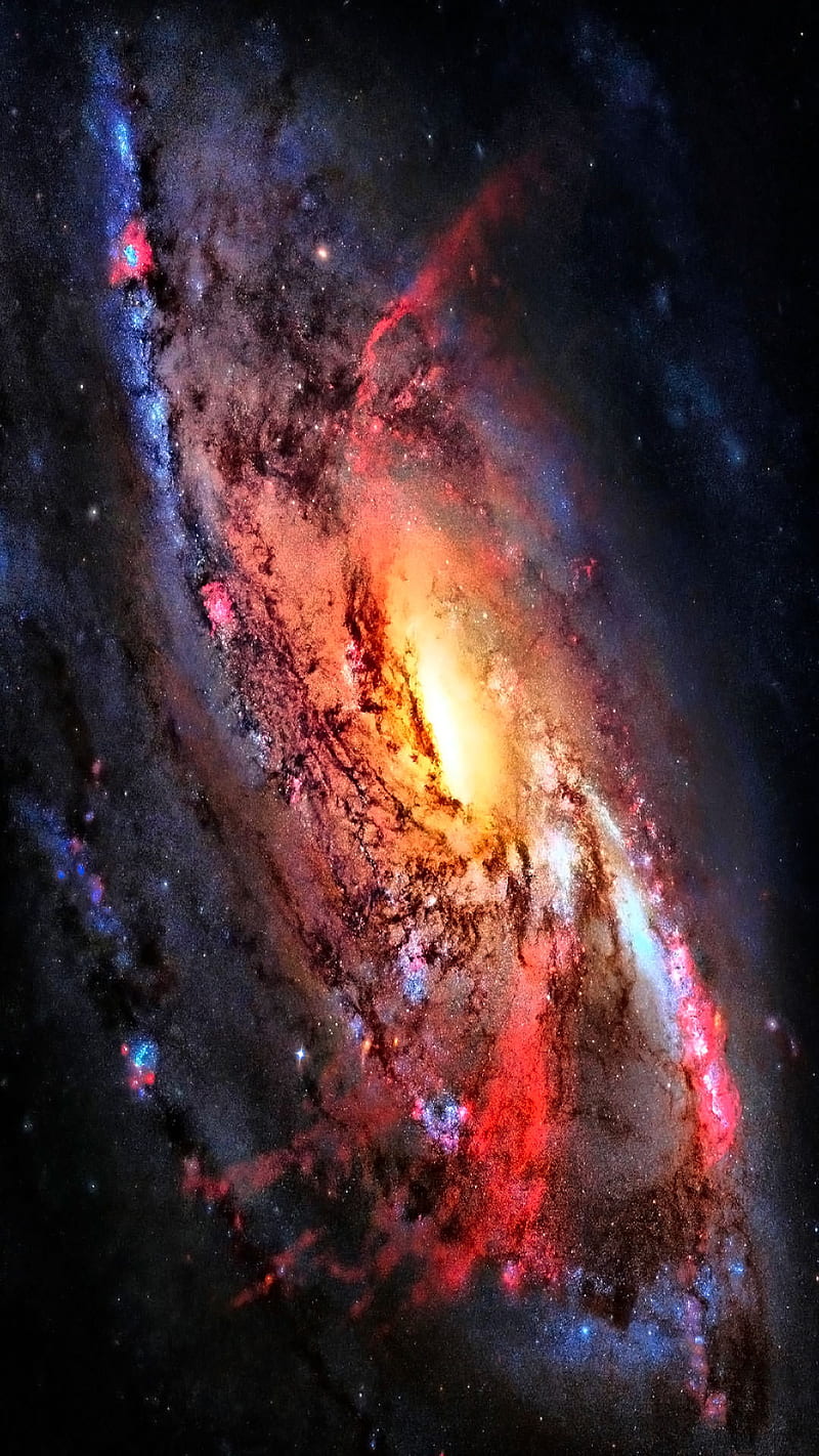 Galaxy, black, gray, nature, red, stars, universum, white, yellow, HD phone wallpaper