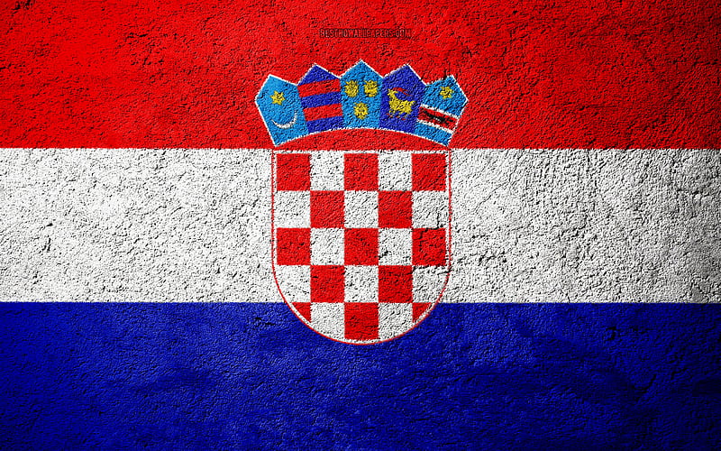 Flag of Croatia, concrete texture, stone background, Croatia flag, Europe, Croatia, flags on stone, Croatian flag, HD wallpaper