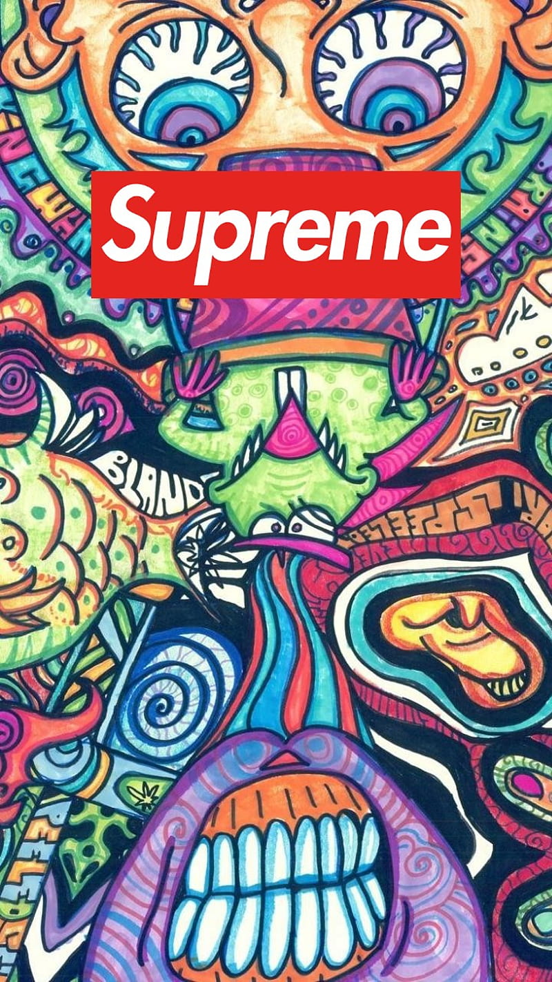 Supreme Graffiti, 2017, 2018, 2019, brand, drawings, HD phone wallpaper