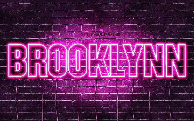 Brooklynn with names, female names, Brooklynn name, purple neon lights, horizontal text, with Brooklynn name, HD wallpaper