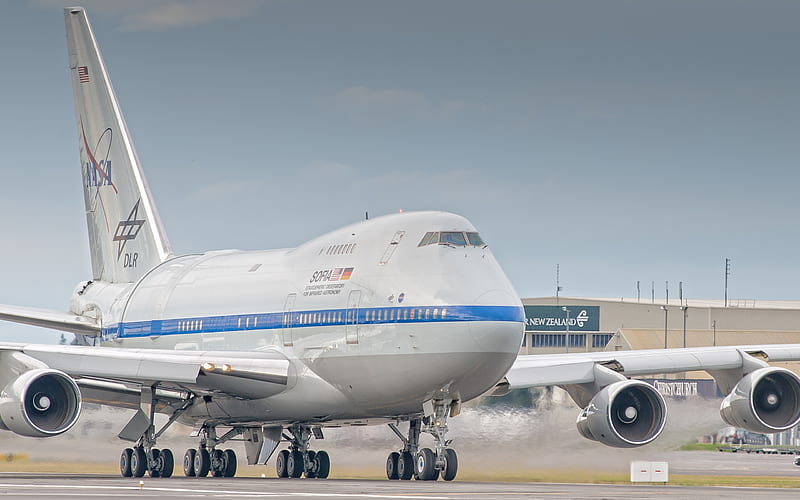 SOFIA, Boeing 747SP, Stratospheric Observatory for Infrared Astronomy, NASA, German Aerospace Center, Universities Space Research Association, Boeing 747, airborne observatory, large planes, airport, Boeing, HD wallpaper