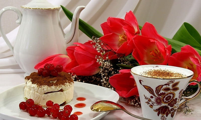 Good Morning My Sweet, floers, morning, tea, love, HD wallpaper