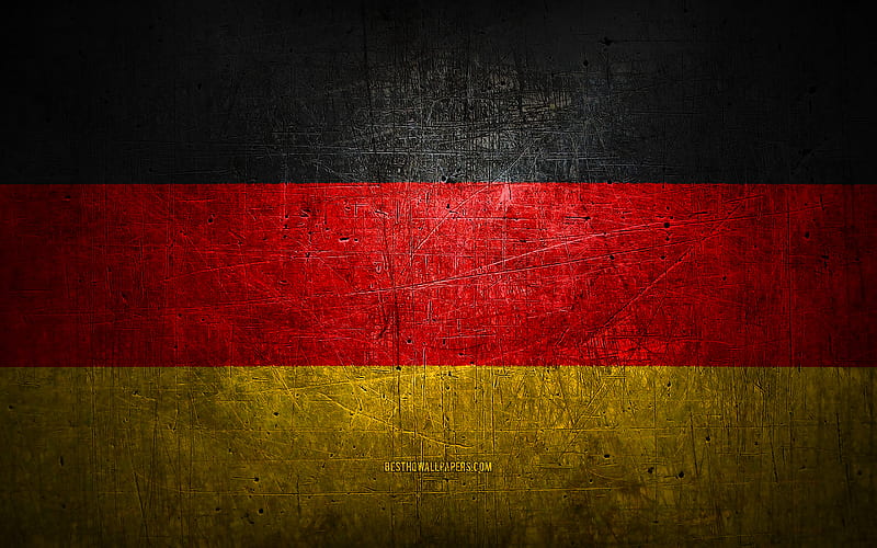 German metal flag, grunge art, European countries, Day of Germany, national symbols, Germany flag, metal flags, Flag of Germany, Europe, German flag, Germany, HD wallpaper