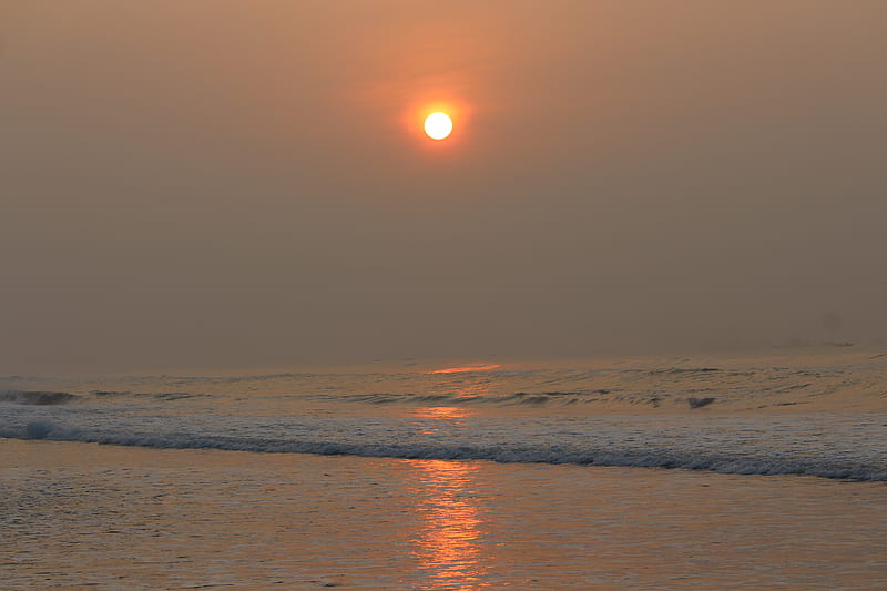 Beach Sunrise, beach, mornings, puri, sea, sunrise, HD wallpaper