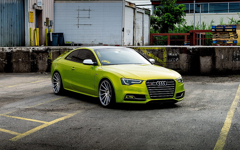 Audi S5 Coupe, street, 2018 cars, tuning, lime S5, german cars, Audi, HD wallpaper