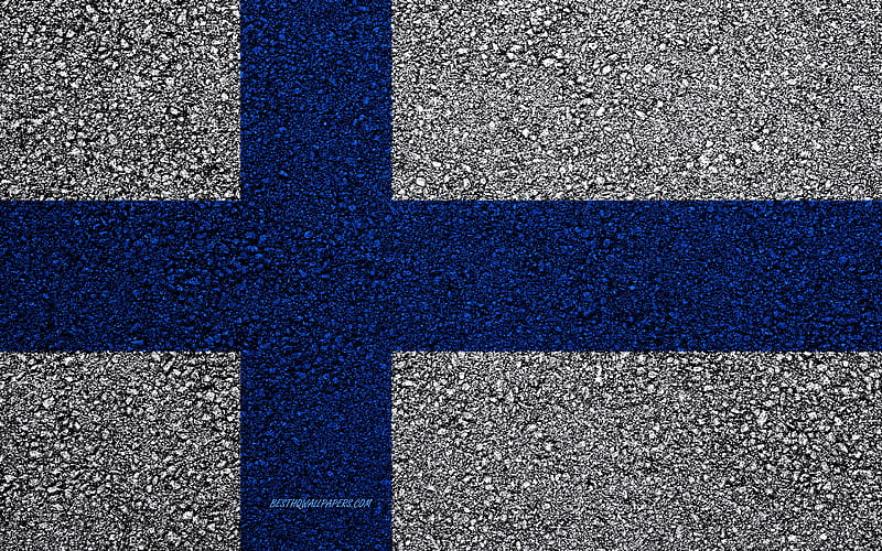 Flag of Finland, asphalt texture, flag on asphalt, Finland flag, Europe, Finland, flags of european countries, HD wallpaper