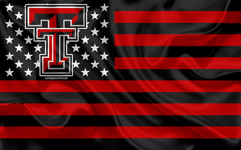 Texas Tech Red Raiders, American football team, creative American flag, red black flag, NCAA, Lubbock, Texas, USA, Texas Tech Red Raiders logo, emblem, silk flag, American football, HD wallpaper