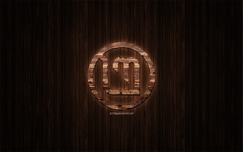 Linux Mint logo, wooden logo, wooden background, Linux Mint, emblem, brands, wooden art, Linux, HD wallpaper