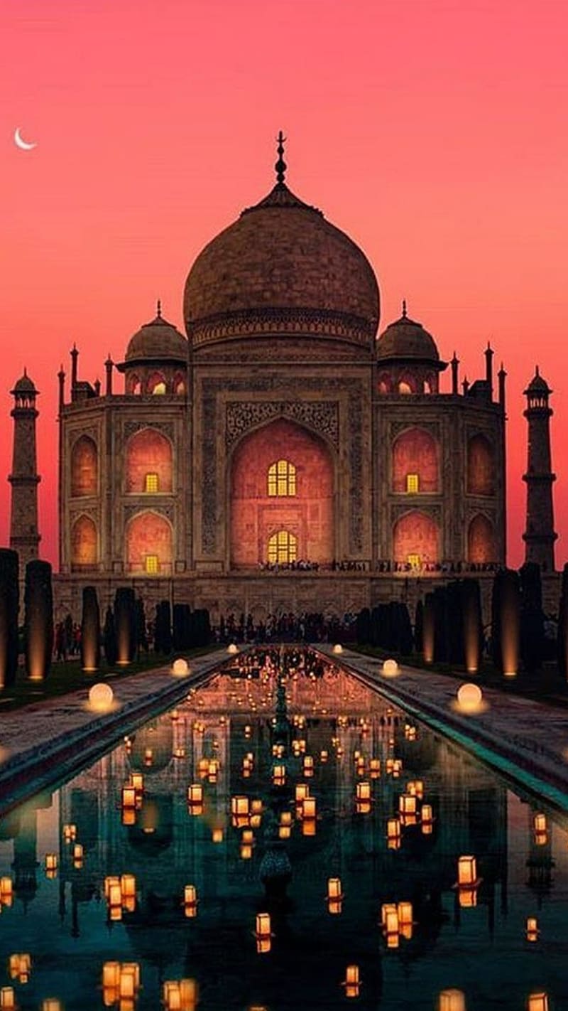 Taj Mahal, Sunset Background, monument, mausoleum, ivory white marble, HD phone wallpaper