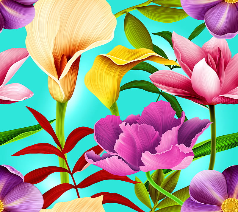 Abstract Flowers, background, colorful, floral, vector, HD wallpaper