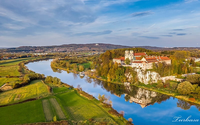 Benedictine Abbey in Poland, Poland, river, monastey, Vistula, Krakow, HD wallpaper