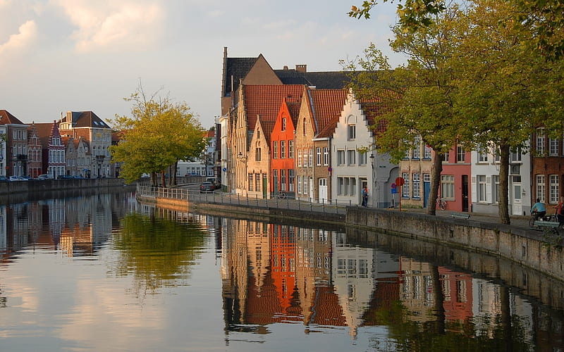 Bruges, Belgium, Bruges, canal, Belgium, houses, HD wallpaper