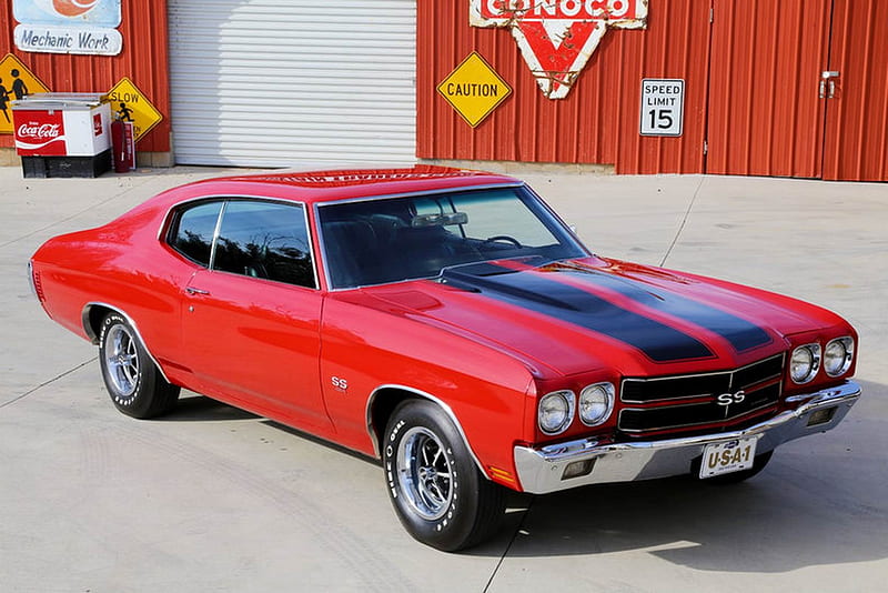 1970 Chevrolet Chevelle SS 454, 454, Old-Timer, Red, Car, Chevrolet, Muscle, Chevelle, SS, HD wallpaper