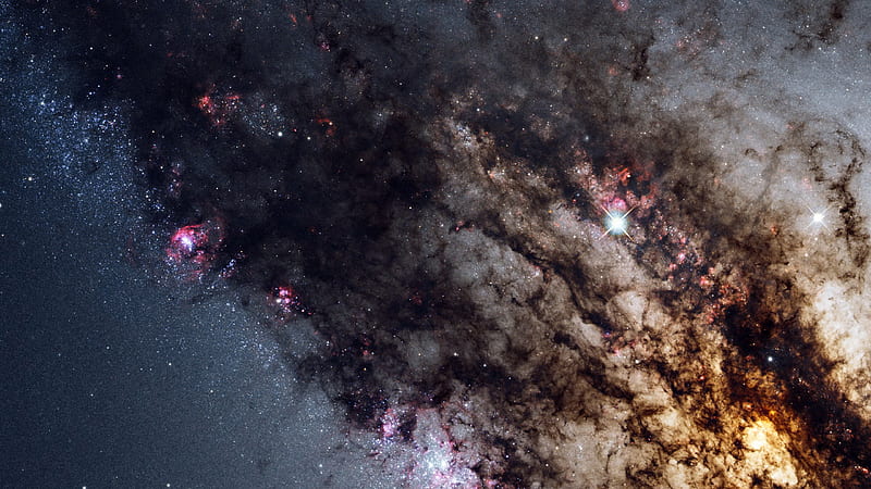 Dirty Clouds And Glistening Stars During Night Galaxy, HD wallpaper